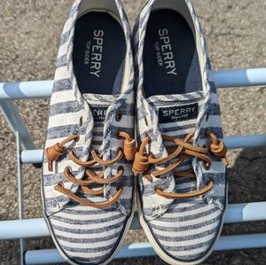 Sperry Women's Navy & White Striped Canvas Boat Shoes